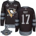 Men Pittsburgh Penguins #17 Bryan Rust Black 1917-2017 100th Anniversary Stanley Cup Finals Champions Stitched NHL Jersey