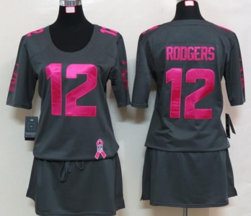 nike women nfl green bay packers #12 rodgers dk.grey [breast can