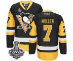 Men's Reebok Pittsburgh Penguins #7 Joe Mullen Authentic Black-Gold Third 2017 Stanley Cup Final NHL Jersey