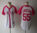 women mlb san francisco giants #55 tim lincecum white and pink jerseys [2012 new]