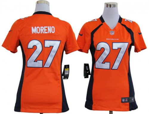 nike women nfl denver broncos #27 moreno orange jerseys