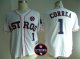 Men Houston Astros #1 Carlos Correa White With Houston Astros Strong Patch MLB Jersey