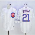 mlb majestic chicago cubs #21 sammy sosa white new cool base jerseys [blue stripe]