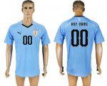 Custom Uruguay 2018 World Cup Soccer Jersey Light Blue Short Sleeves