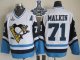 Men Pittsburgh Penguins #71 Evgeni Malkin White Blue CCM Throwback 2017 Stanley Cup Finals Champions Stitched NHL Jersey