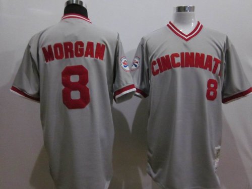 Baseball Jerseys cincinnati reds #8 morgan 1976 m&n grey