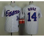 mlb montreal expos #14 rose white 1982 m&n jerseys [blue strip]
