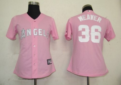 women Baseball Jerseys los angeles dodgers #36 weaver pink