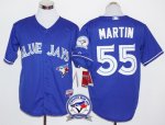 mlb toronto blue jays #55 russell martin blue cool base jerseys with 40th anniversary patch