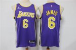 Men's Los Angeles Lakers #6 LeBron James Purple #6 Swingman Player Jersey 75th