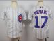youth mlb chicago cubs #17 kris bryant white majestic cool base jerseys [blue strip]
