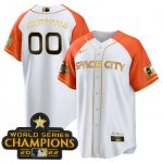Houston Astros 2022 Champions White Orange Gold Cool Base Stitched Custom Jerseys