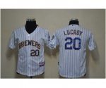 youth mlb milwaukee brewers #20 lucroy white [blue strip]