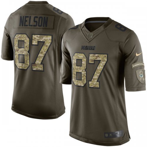 nike green bay packers #87 nelson army green salute to service l