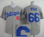mlb los angeles dodgers #66 yasiel puig grey cool base autographed jerseys