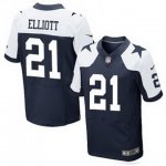 Men's Nike Dallas Cowboys #21 Ezekiel Elliott Navy Blue Thanksgiving Throwback Elite NFL Jerseys