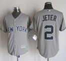 mlb jerseys New York Yankees #2 Jeter Grey New Cool Base Stitche