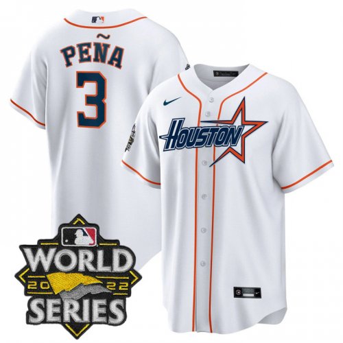 Men\'s Houston Astros #3 Jeremy Pena World Series Stitched White Special Cool Base Jersey