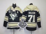Men NHL Pittsburgh Penguins #71 Evgeni Malkin Black Sawyer Hooded Sweatshirt 2017 Stanley Cup Final Patch Stitched NHL Jersey