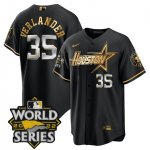 Men's Houston Astros #35 Justin Verlander World Series Stitched Black Gold Special Cool Base Jersey