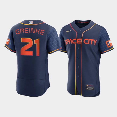 Men\'s Houston Astros #21 Zack Greinke Navy Authentic 2022 City Connect Jersey