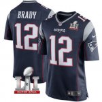 Youth NIKE NFL New England Patriots #12 Tom Brady Navy Blue Super Bowl LI Bound Jersey
