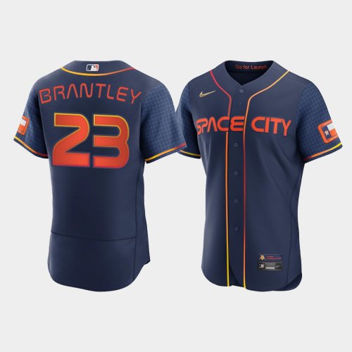 Men\'s Houston Astros #23 Michael Brantley Navy Authentic 2022 City Connect Jersey