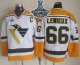 Men Pittsburgh Penguins #66 Mario Lemieux White Yellow CCM Throwback 2017 Stanley Cup Finals Champions Stitched NHL Jersey