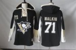 Men NHL Pittsburgh Penguins #71 Evgeni Malkin Black Hooded Sweatshirt Stitched NHL Jersey