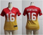 nike women nfl san francisco 49ers #16 montana red-yellow [elite