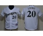 youth mlb milwaukee brewers #20 lucroy white jerseys