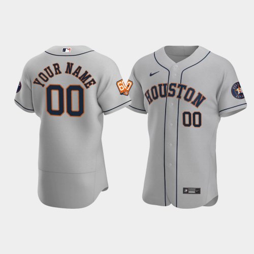 Custom Men\'s Houston Astros 60th Anniversary Authentic Gray Jersey
