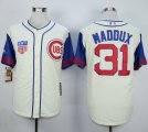 mlb jerseys Chicago Cubs #31 Greg Maddux Cream Blue 1942 Turn Ba
