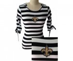 new orleans saints ladies striped boat neck three-quarter sleeve