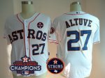 Men Houston Astros #27 Jose Altuve White 2017 World Series Champions And Houston Astros Strong Patch MLB Jersey