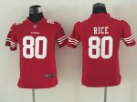 youth nike san francisco 49ers #80 rice red jerseys