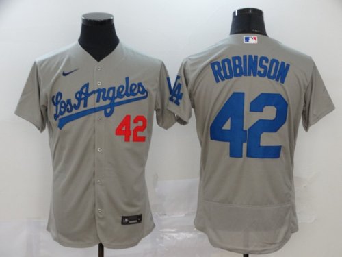 Men\'s Los Angeles Dodgers #42 Jackie Robinson Grey 2020 Stitched Baseball Jersey
