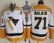 Men Pittsburgh Penguins #71 Evgeni Malkin White Yellow CCM Throwback 2017 Stanley Cup Finals Champions Stitched NHL Jersey