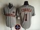 Men mlb houston astros #1 Carlos Correa majestic Grey Houston Astros Strong Patch cool base jerseys