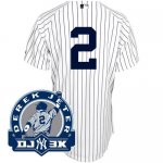 Men MLB New York Yankees #2 Derek Jeter White With DJ-3K Patch Stitched Jerseys