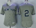 Men MLB New York Yankees #2 Derek Jeter Grey Flexbase Authentic Collection Stitched Jerseys