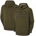 Football Los Angeles Chargers Olive Salute to Service Sideline Therma Performance Pullover Hoodie