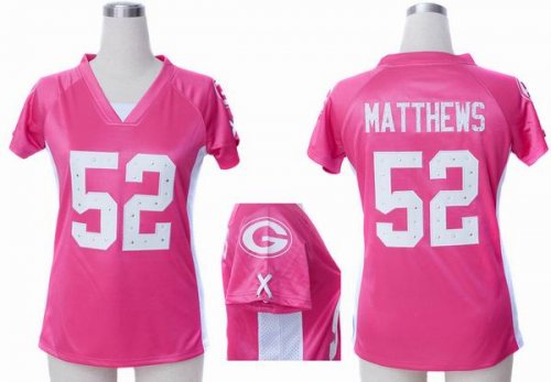 nike women nfl green bay packers #52 matthews pink jerseys [draf