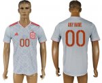 Custom Spain 2018 World Cup Soccer Jersey Grey Short Sleeves