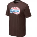 nba los angeles clippers big & tall primary logo brown T-Shirt