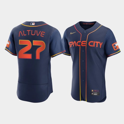 Men\'s Houston Astros #27 Jose Altuve Navy Authentic 2022 City Connect Jersey