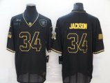 Football Las Vegas Raiders #34 Bo Jackson Stitched Black 2020 Salute To Service Limited Jersey Gold Number and Name
