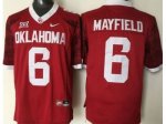 ncaa oklahoma sooners #6 baker mayfield red new xii stitched jer