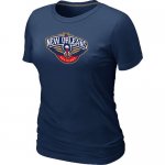 women nba new orleans pelicans logo D.blue T-shirt