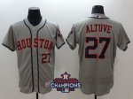 Men MLB Houston Astros #27 Jose Altuve Grey 2017 World Series Champions Patch Flex Base Jersey
